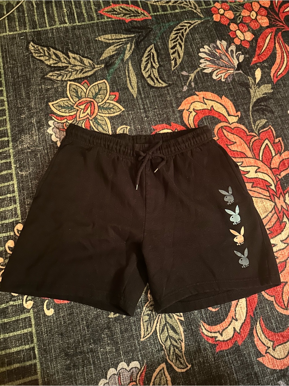 3/$25 💫 Playboy Bunny Logo Lounge Shorts Y2K Size Medium Black Sleep Shorts